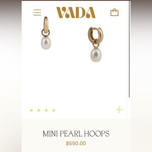 Re-Poshed Vada 14k Solid Gold Hoops w Pearl